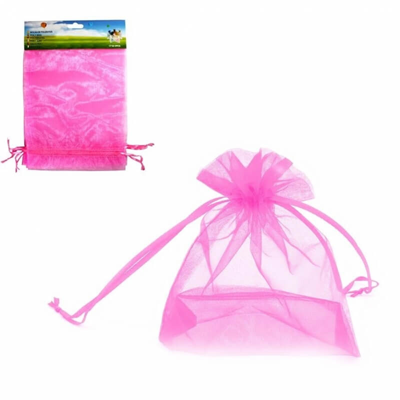 Pack de bolsas de organza rosa de 17x23