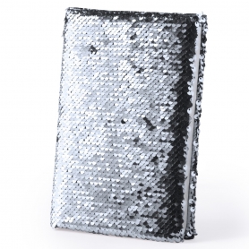 Libreta lentejuelas plateadas