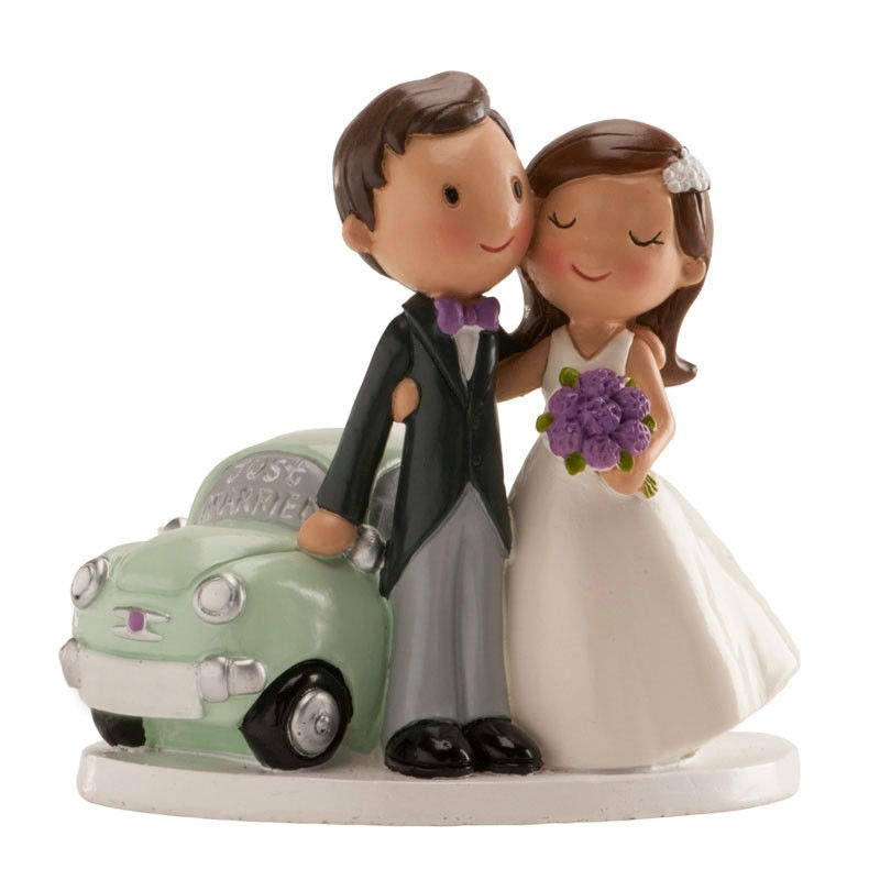 Figura novios coche para tarta de boda