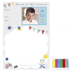 Lienzo para colocar foto de niño y niña de comunión