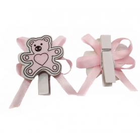 Pinzas de madera decorativas rosas