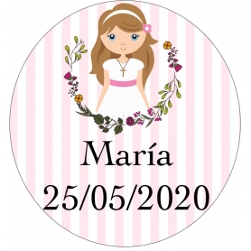 Adhesivo para detalles de comunión niña