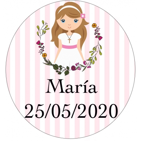 Adhesivo para detalles de comunión niña