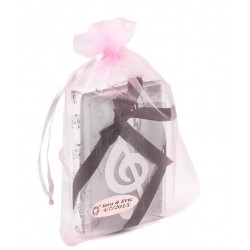 Marcapáginas clave de sol personalizado para bodas en bolsa de organza