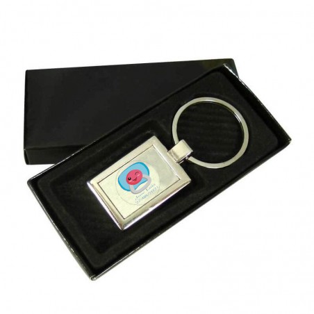 Llavero personalizado en caja para recuerdos de bautizo