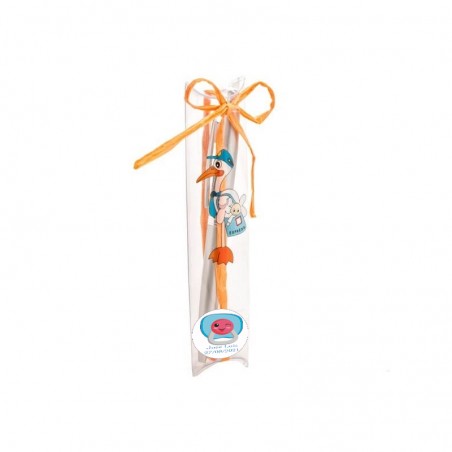 Bolígrafo en caja de acetato personalizado y con adhesivo de cigüeña