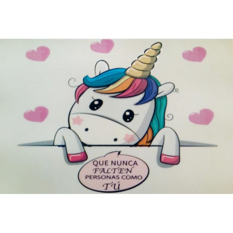 Adhesivo unicornio rectangular