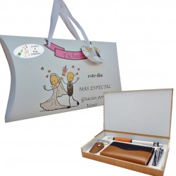 Set para hombres con caja y adhesivo detalles personalizados boda