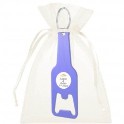 Llavero abridor con bolsa y adhesivo detalles personalizados boda
