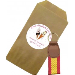 Llavero españa con sobre y adhesivo para bodas detalles personalizados