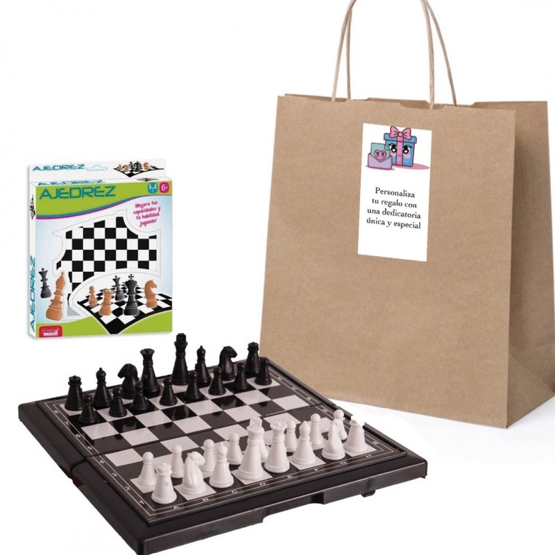 Ajedrez de viaje con bolsa y adhesivo