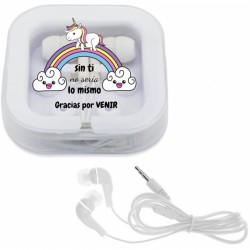 Auricular en caja con espejo cepillo unicornio con bolsa