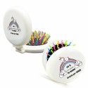 Auricular en caja con espejo cepillo unicornio con bolsa