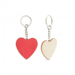 Llavero corazón de madera con bolsa de organza