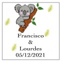 Adhesivo koala cuadrado personalizado para bodas