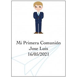 Adhesivo comunión niño grande personalizado