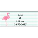 Adhesivo flamenco rectangular personalizado para boda