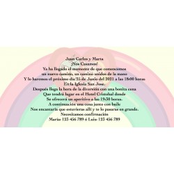 Invitaciones de boda unicornio y arcoíris