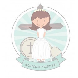Adhesivo cuadrado comunión niña