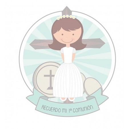 Adhesivo cuadrado comunión niña