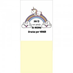 Libreta con imán y bolígrafo en caja unicornio