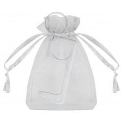 Llavero higiénico anti contacto con saquito de organza