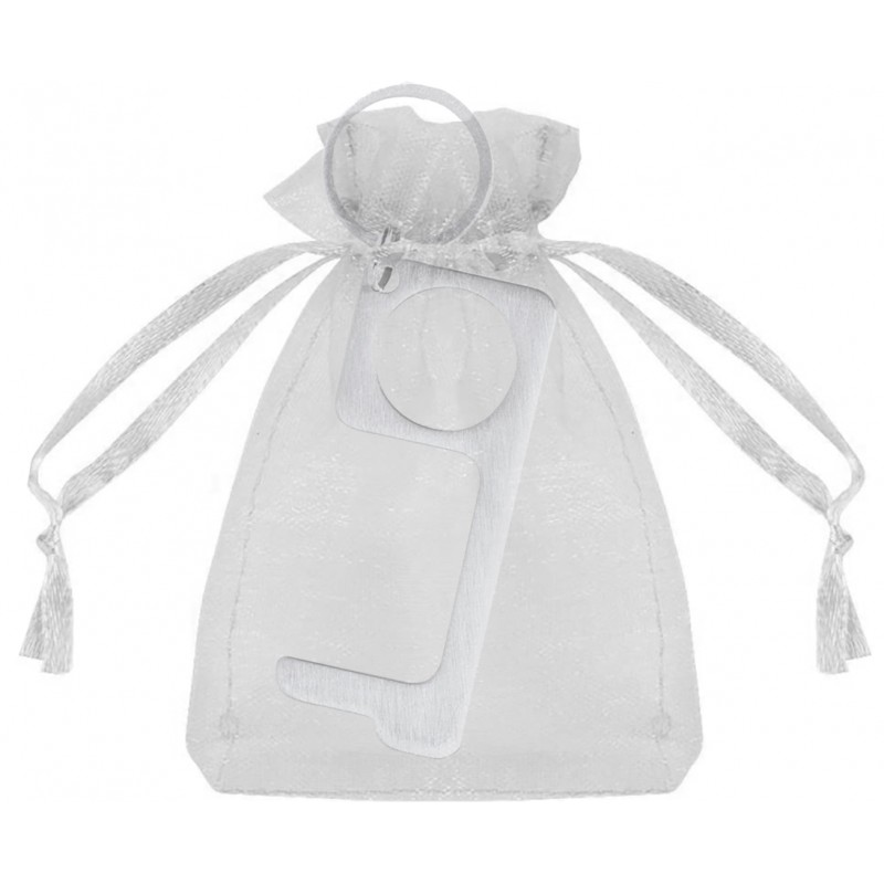 Llavero higiénico anti contacto con saquito de organza