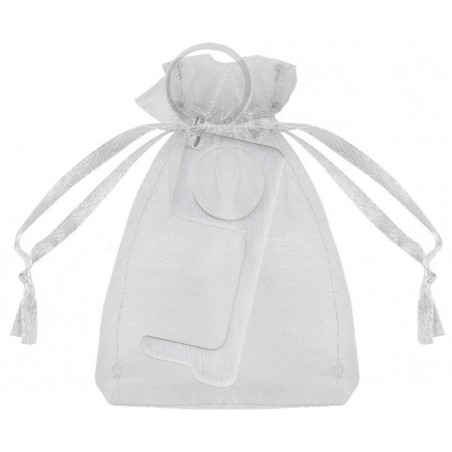 Llavero higiénico anti contacto con saquito de organza