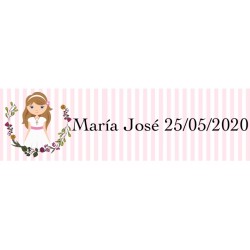 Bote de gel hidroalcohólico rellenable con bolsa de organza para comunión de niña