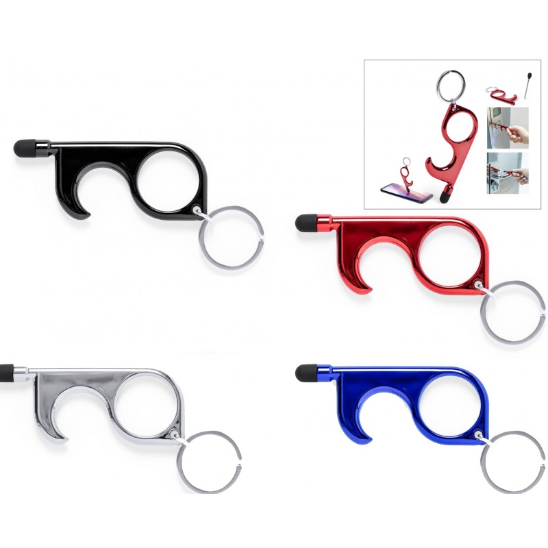 Llavero higiénico anti contacto con bolígrafo y puntero integrados