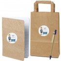 Libreta de cartón reciclada con bolígrafo a juego y bolsa