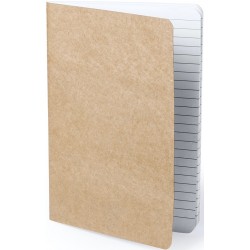 Libreta de cartón reciclada con bolígrafo a juego y bolsa