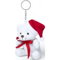 Llavero osito de peluche con gorro de navidad