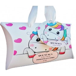 Bote anti coronavirus con adhesivo unicornio y caja