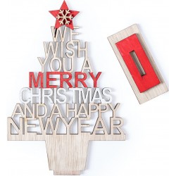 árbol de madera para navidad con mensaje troquelado