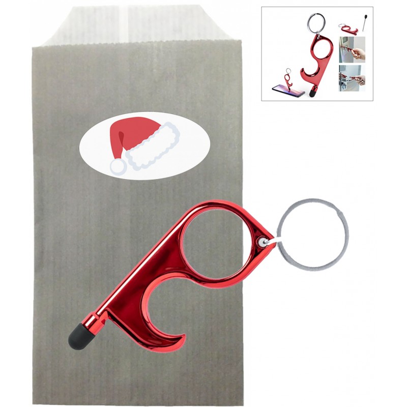 Llavero higiénico anti covid 19 rojo navideño