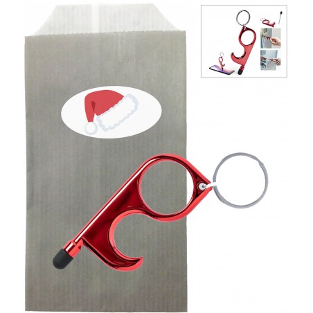 Llavero higiénico anti covid 19 rojo navideño