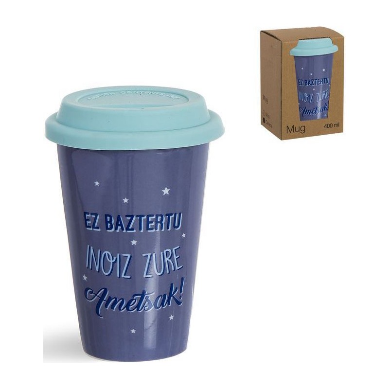 Mug 400ml tapa silicona euskera