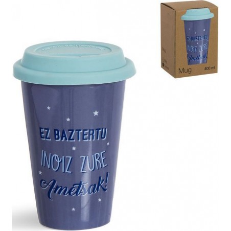 Mug 400ml tapa silicona euskera