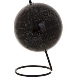 Bola mundo decoración con soporte negra