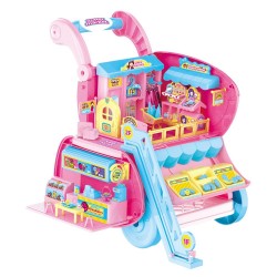 Carro de la compra de juguete con muñeca