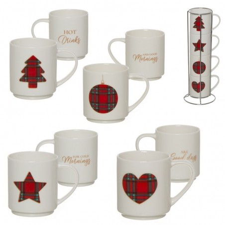 Juego de 4 mugs apilables 275ml navidad