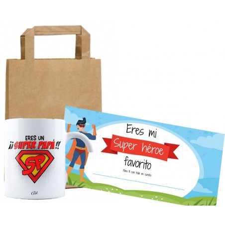 Tazas decoradas para el día del padre con tarjeta