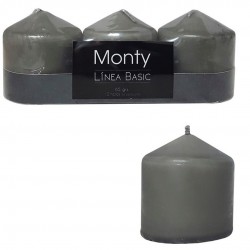 S 3 velones gris 5 x 5 cm