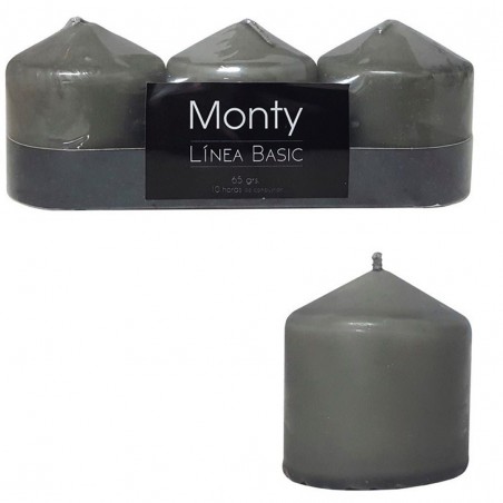 S 3 velones gris 5 x 5 cm