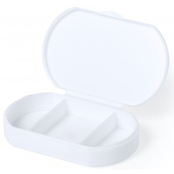Pastillero antibacteriano blanco con 3 compartimentos