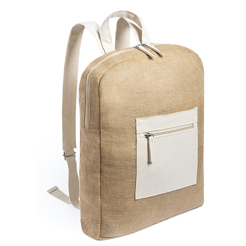 Bolsa mochila de yute para mujer