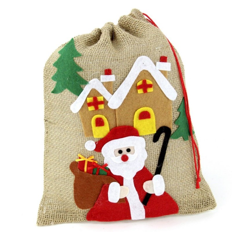 Saco papá noel yute decoración navidad 27 x 0 20 x 35 cm