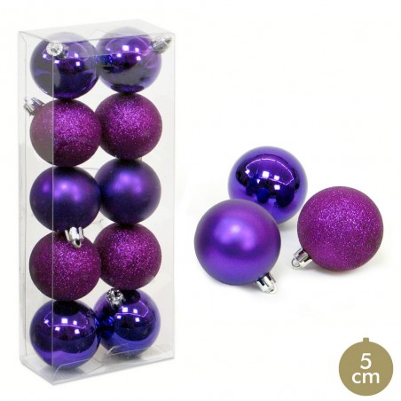 S 10 bola lila decoración navidad 5 x 5 x 5 cm