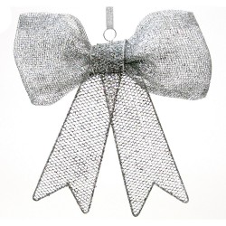 Lazo metal plata decoración navidad 20 x 4 x 22 50 cm